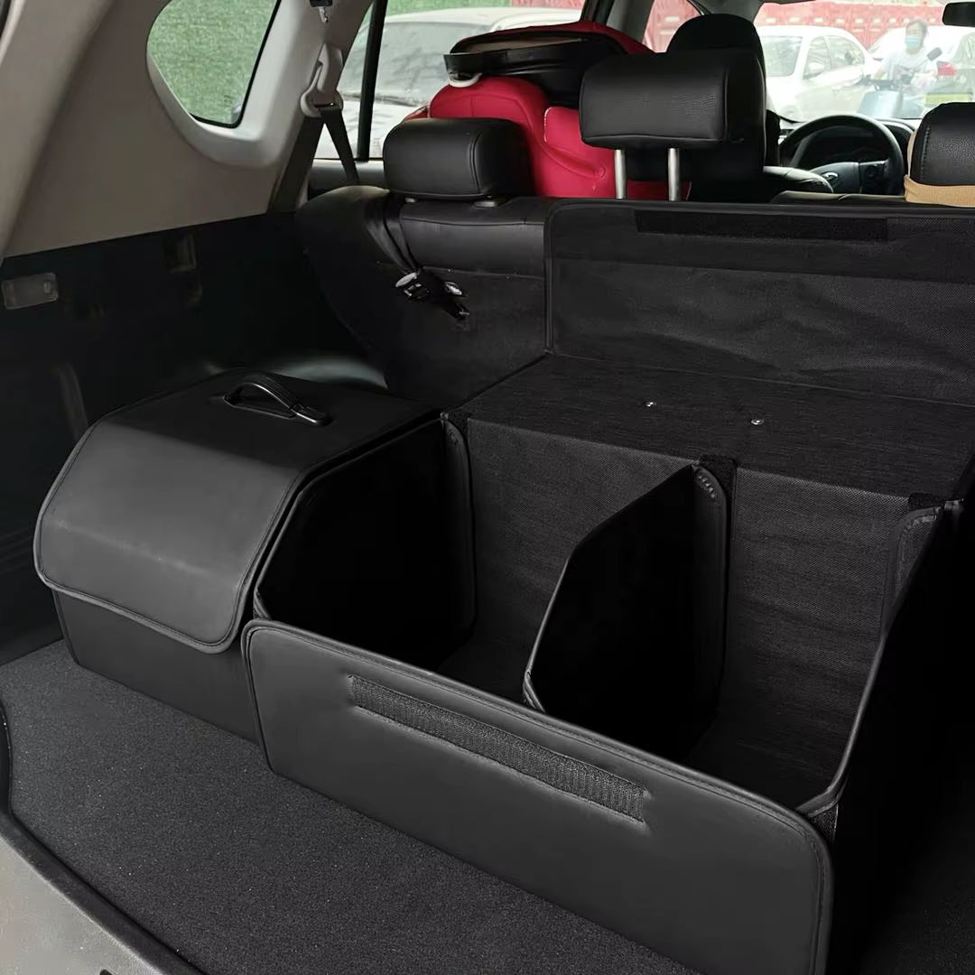 Car Trunk Organizer with Lid, Collapsible PU Leather Storage Box – image 4