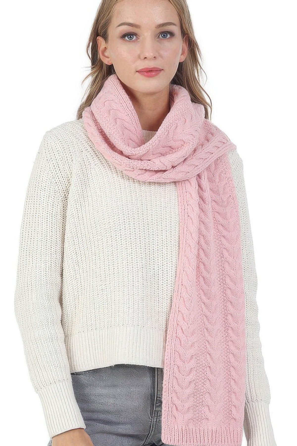 Cable Knit Scarf – Solid Color Winter Scarf – image 8