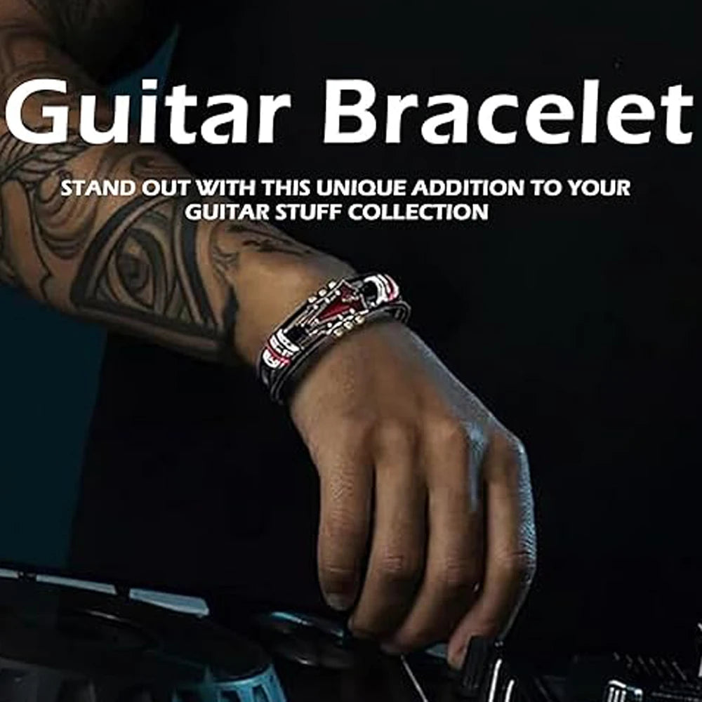 Leather Guitar Bracelet - Braided Multi-Layer Wrap for Musicians – image 6