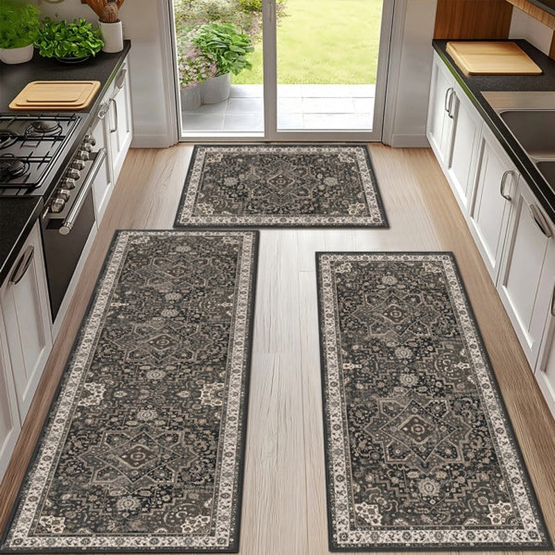 Kitchen Rug Set of 3, Washable Boho Non-Slip Rugs and Runner – image 4