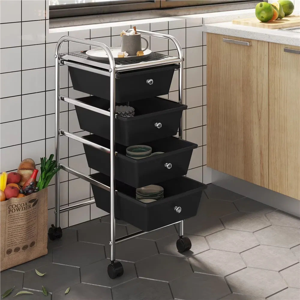 4-Drawer Rolling Storage Cart with Metal Frame and Locking Wheels – image 7