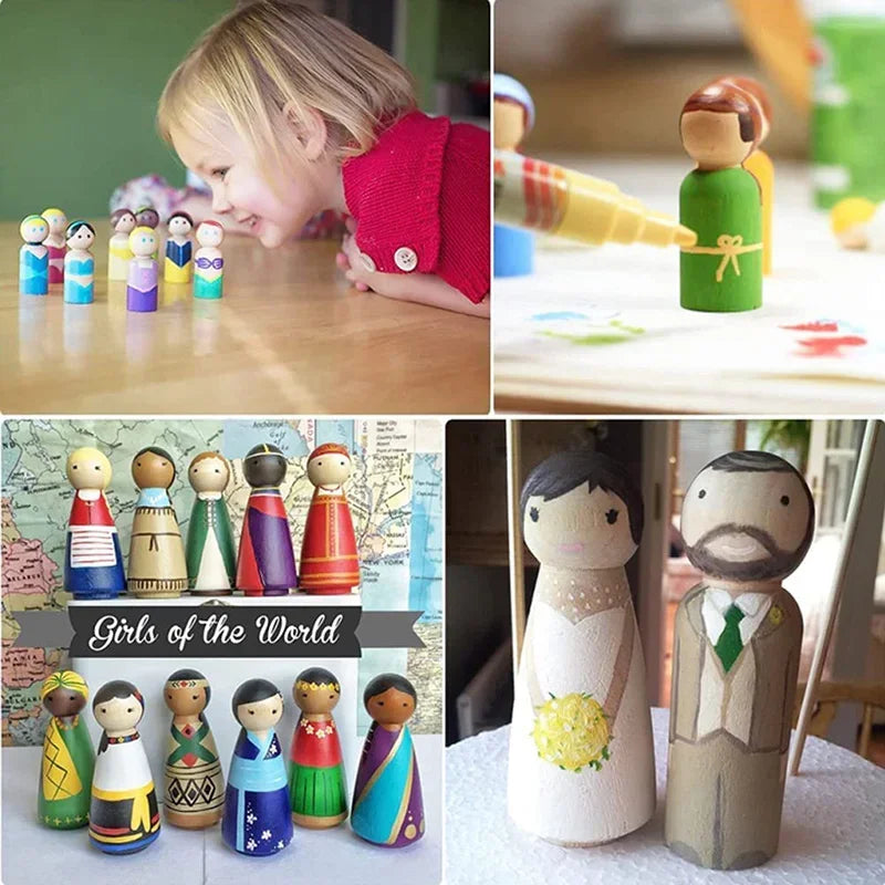 Unfinished Wooden Peg Dolls, 10 Pack 35 mm Craft Figures – image 6