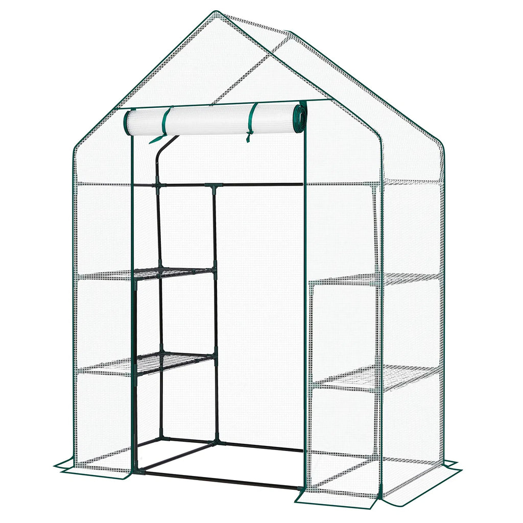 Mini Walk-In Greenhouse with PE Cover & 4 Shelves, 56x29x77 in – image 6