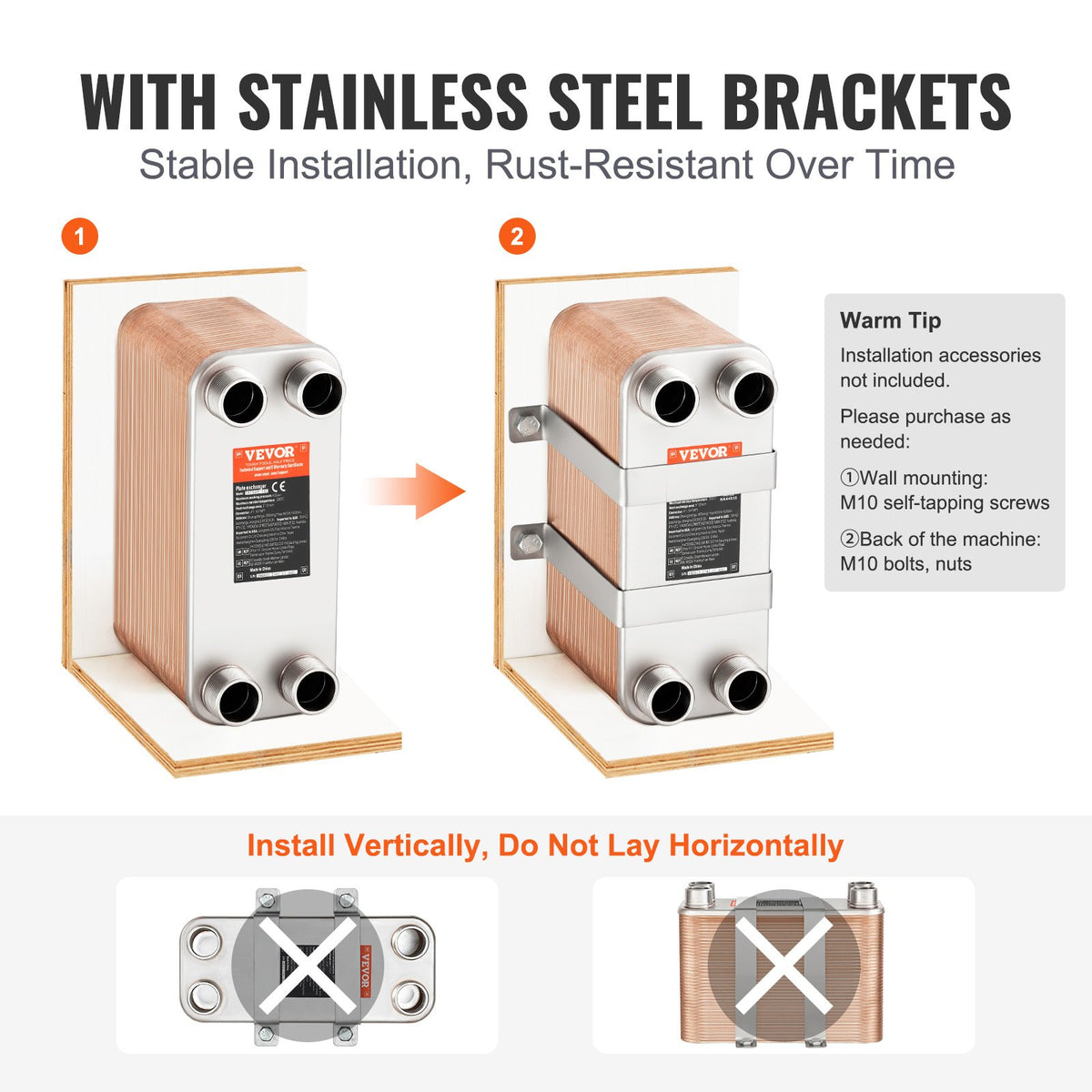 Brazed Plate Heat Exchanger 5 x 12 in, 80 Plates Stainless Steel