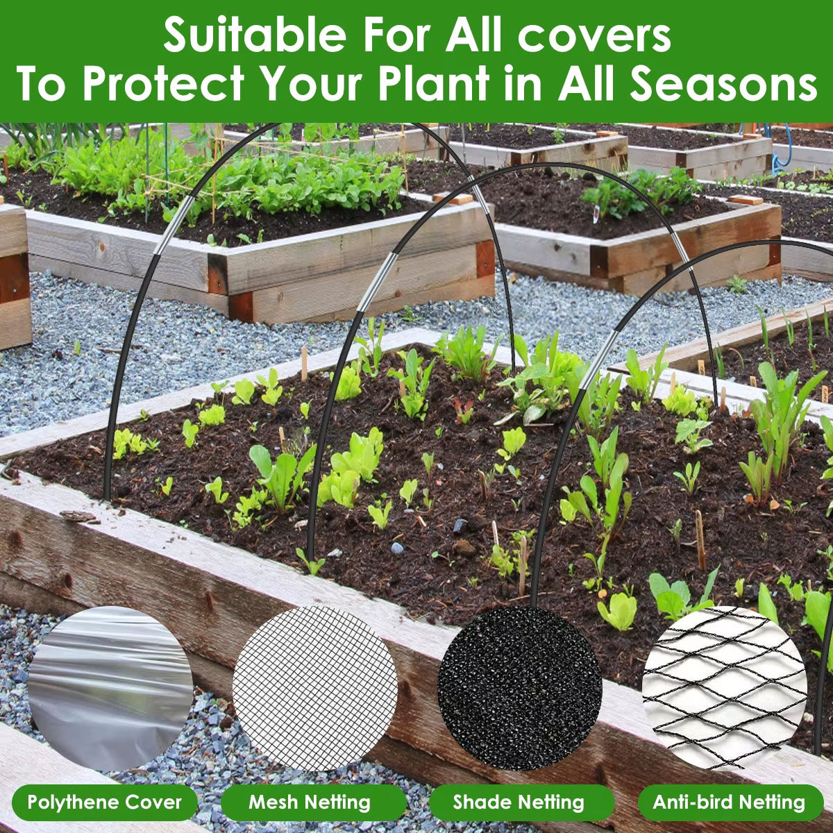 Fiberglass Greenhouse Hoops Kit for Garden Grow Tunnels, 21 or 30 Pc – image 4