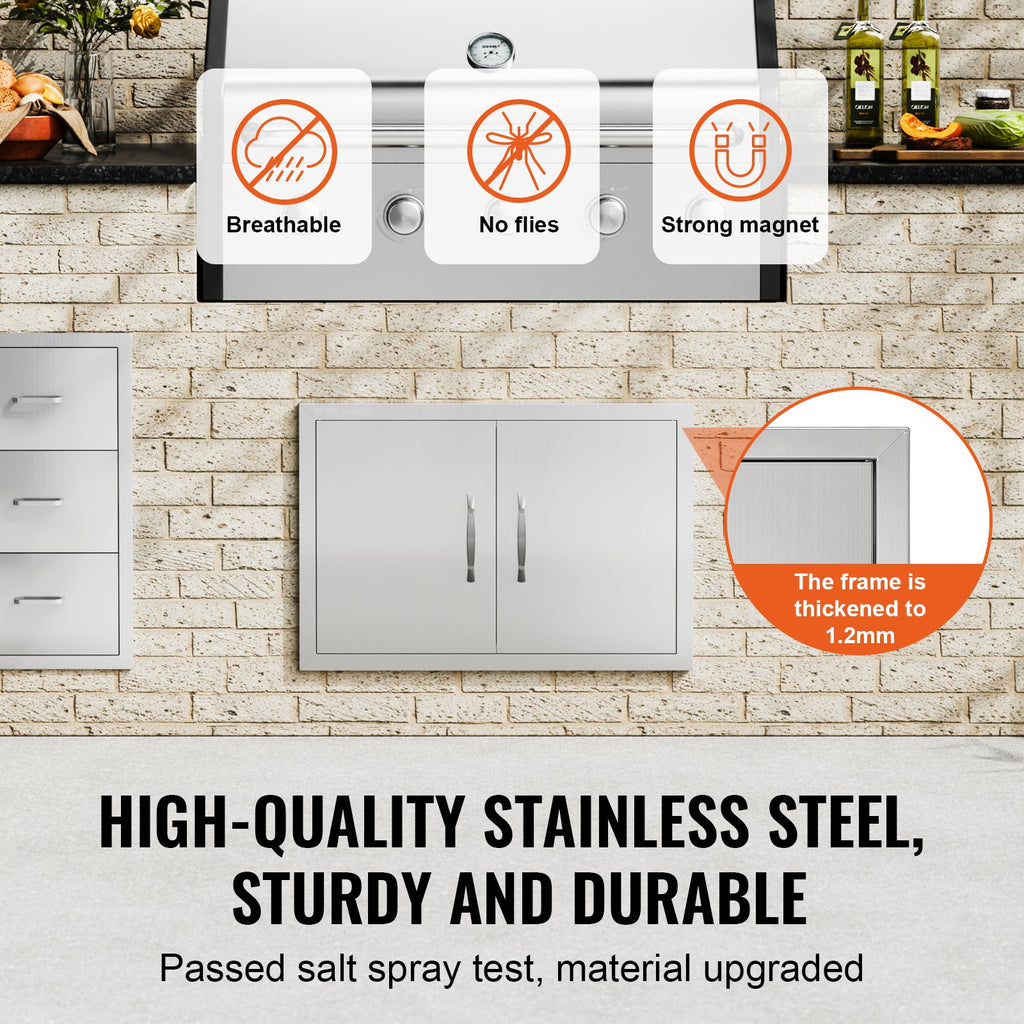 Stainless Steel Double Outdoor Kitchen Access Door 28 x 19 Inch – image 4