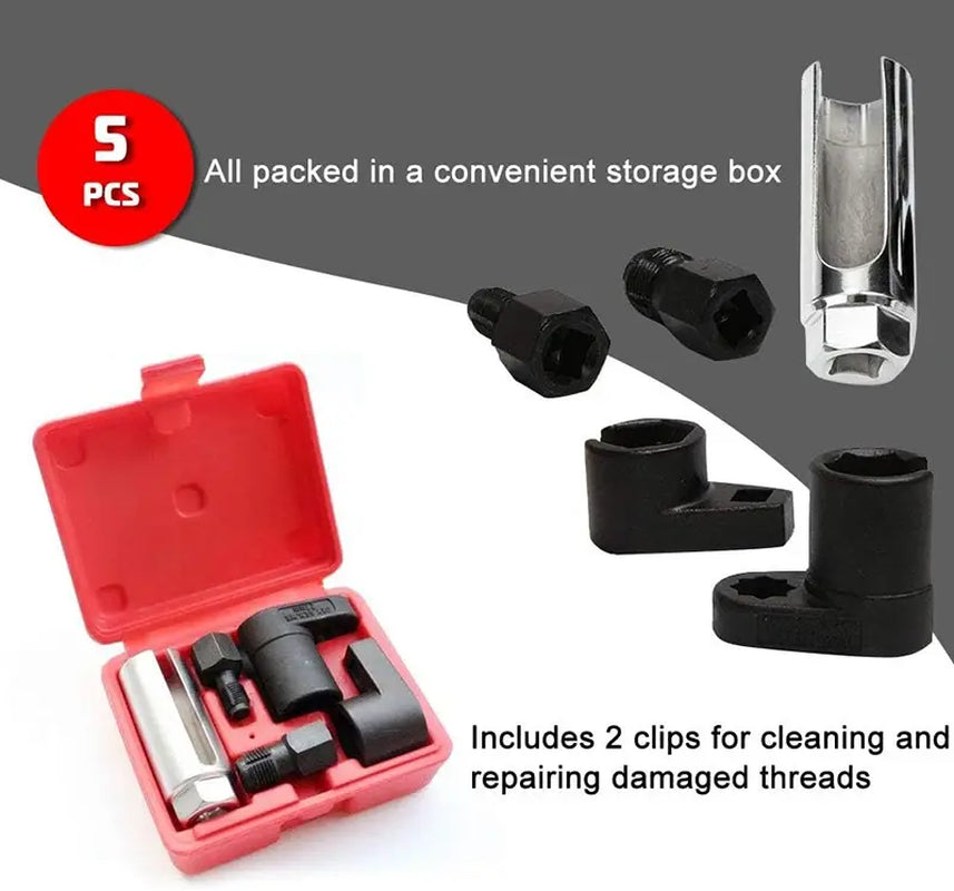 Oxygen Sensor Socket Set, 5-Piece O2 Sensor Wrench & Thread Chaser Kit – image 7