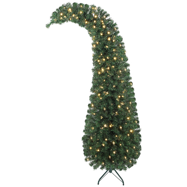 6 Ft Whimsical Pre-Lit Christmas Tree with Bent Top, 200 LEDs – image 1