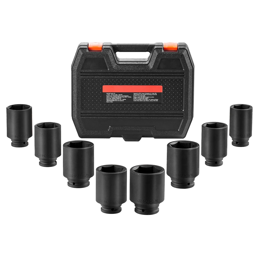 Axle Nut Socket Set, 8-Piece 3/4 in Drive Deep 6-Point SAE Sockets – image 9