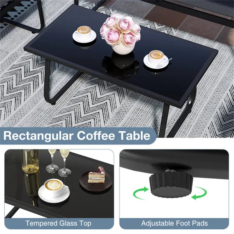 4-Piece Outdoor Conversation Set with Loveseat and Glass Table – image 9