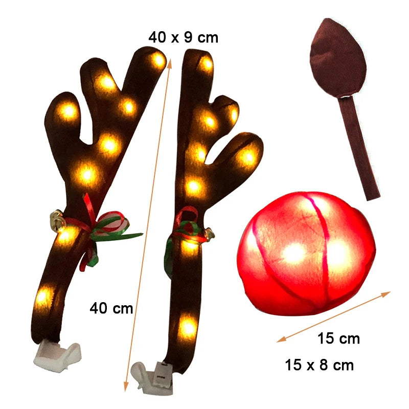 Car Reindeer Antlers Kit – LED Christmas Vehicle Decoration – image 7