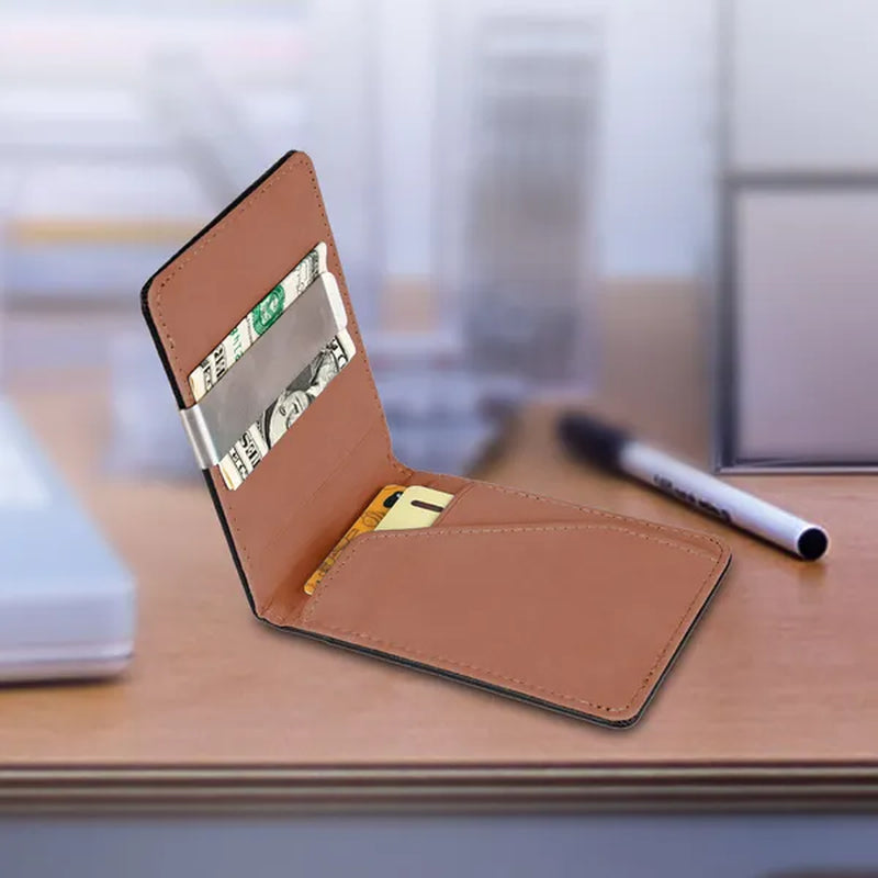 Slim Bifold Card Wallet – PU Leather RFID Blocking with Money Clip – image 6