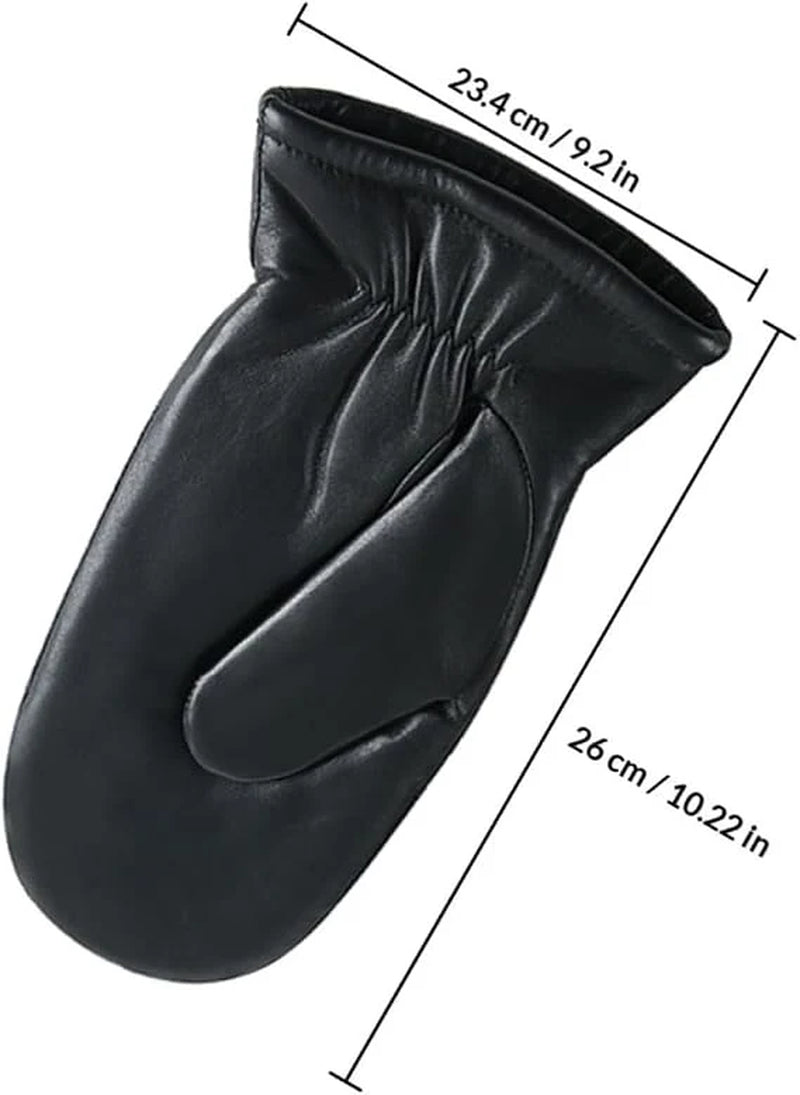 Leather Mittens – Wool Lined Winter Mittens, Black – image 2