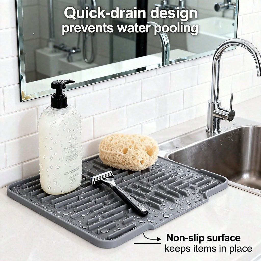 Silicone Dish Drying Mat, Large Non-Slip Heat-Resistant Sink Mat – image 9