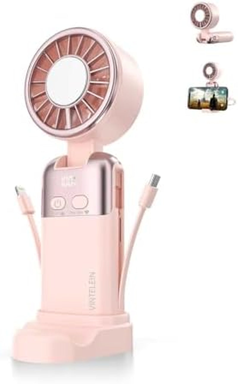 Handheld Personal Fan with Phone Stand, Foldable USB-C Mini Fan