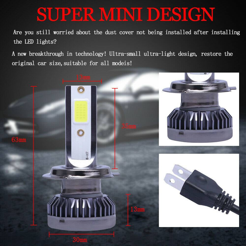 H7 LED Headlight Bulbs 2 Pack, 8000K Blue, High/Low Beam – image 3