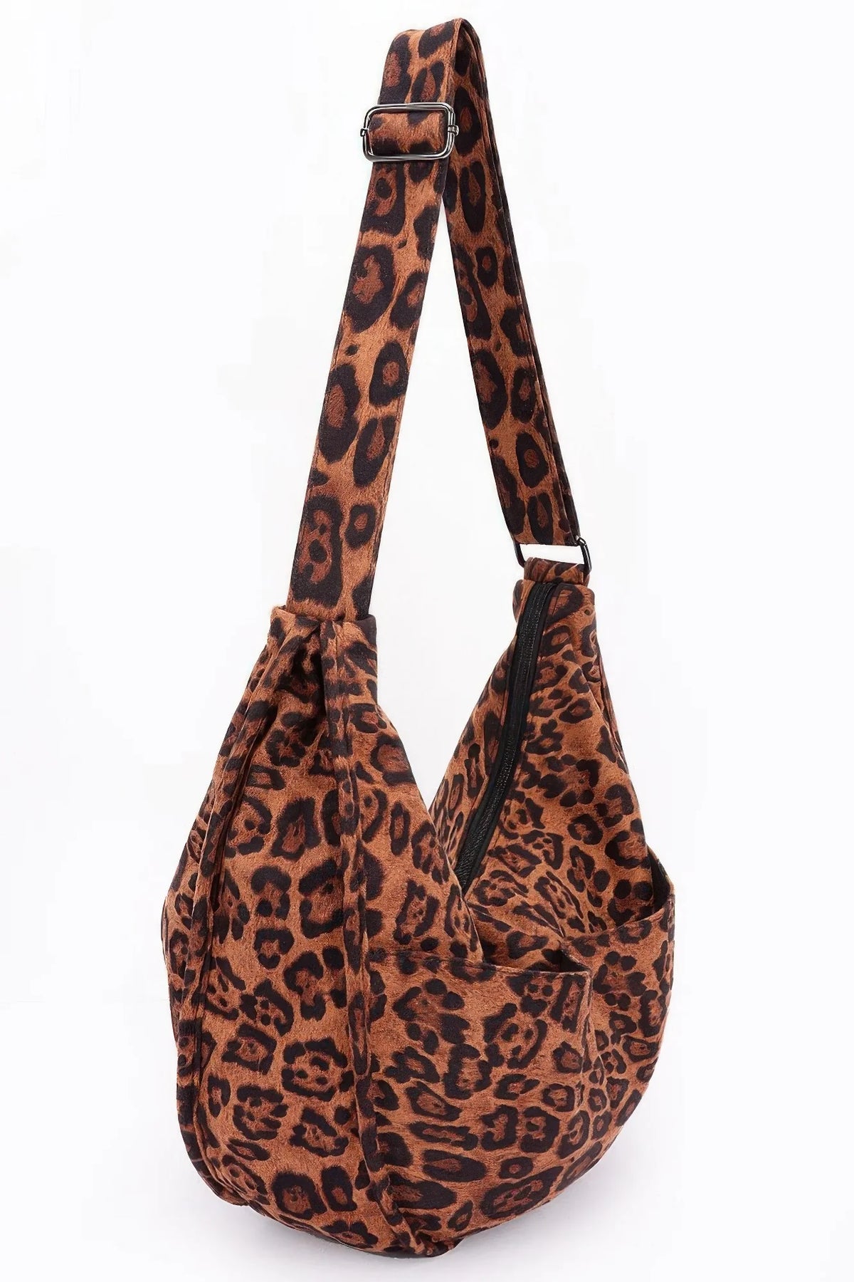 Leopard Crossbody Bag – Faux Suede Shoulder Bag with Double Pockets – image 6