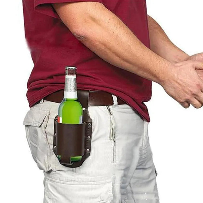 Beer Holster Belt - PU Leather Can & Bottle Holder, Funny Gift for Dad – image 2