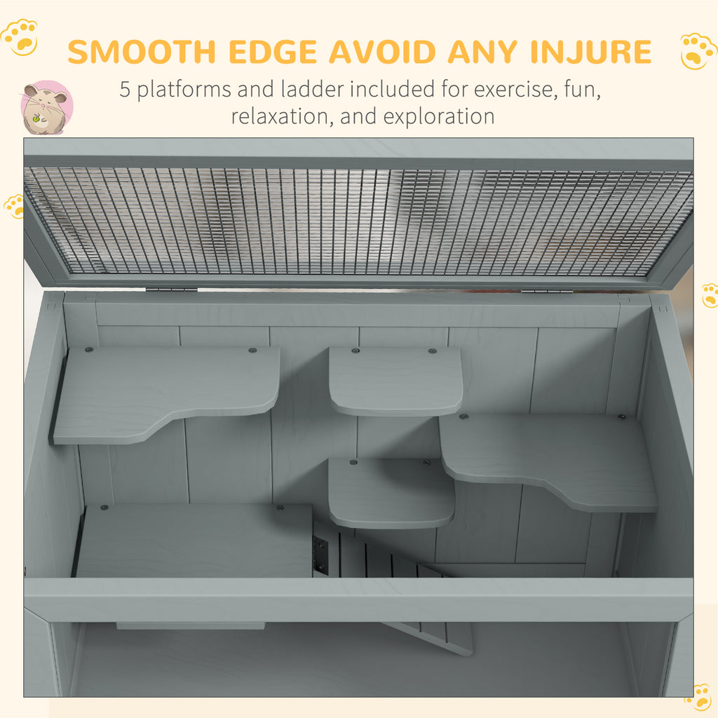 3-Tier Wooden Hamster Cage with Openable Top and Storage Shelf – image 4
