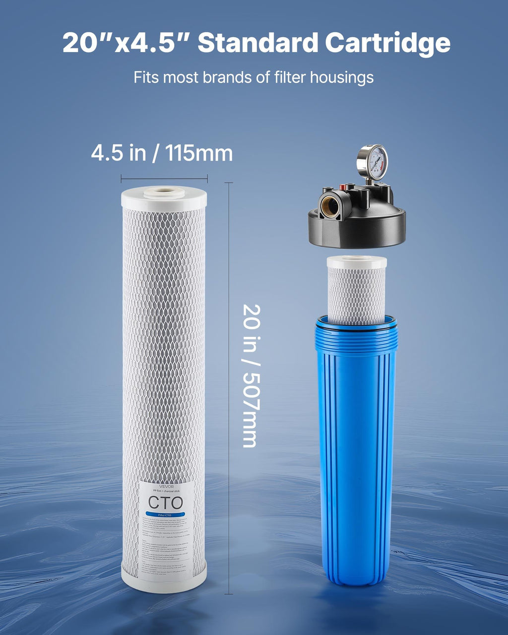 Whole House Water Filter Cartridges, 4.5 x 20 In Carbon Block, 2 Pack – image 5
