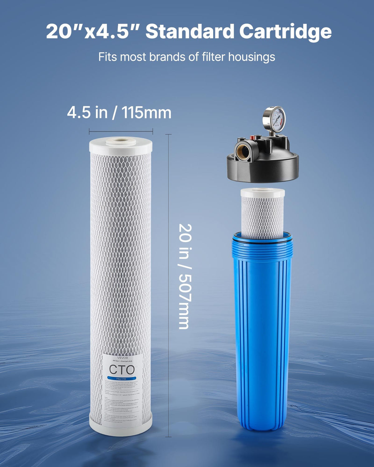 Whole House Water Filter Cartridges, 4.5 x 20 In Carbon Block, 2 Pack – image 5