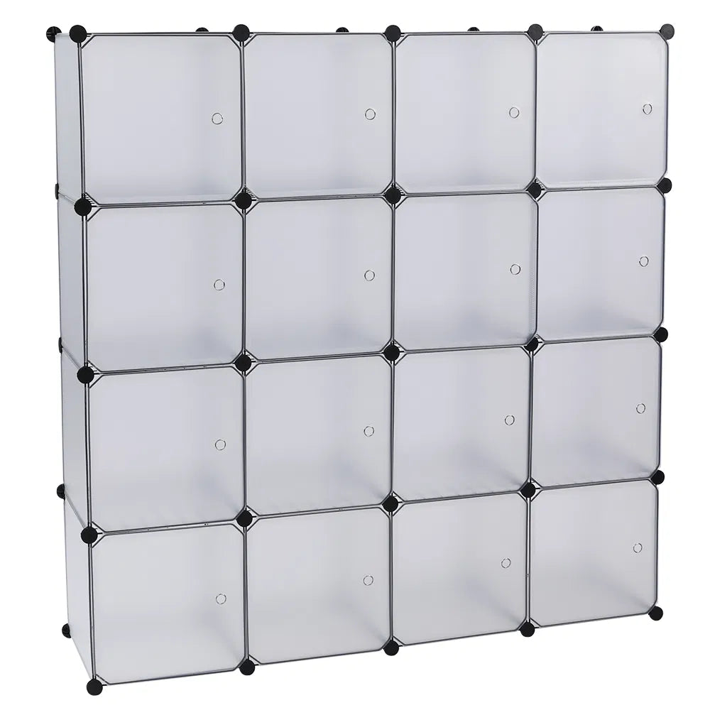 Cube Storage Shelf, 16-Cube Bookcase Organizer, White – image 14
