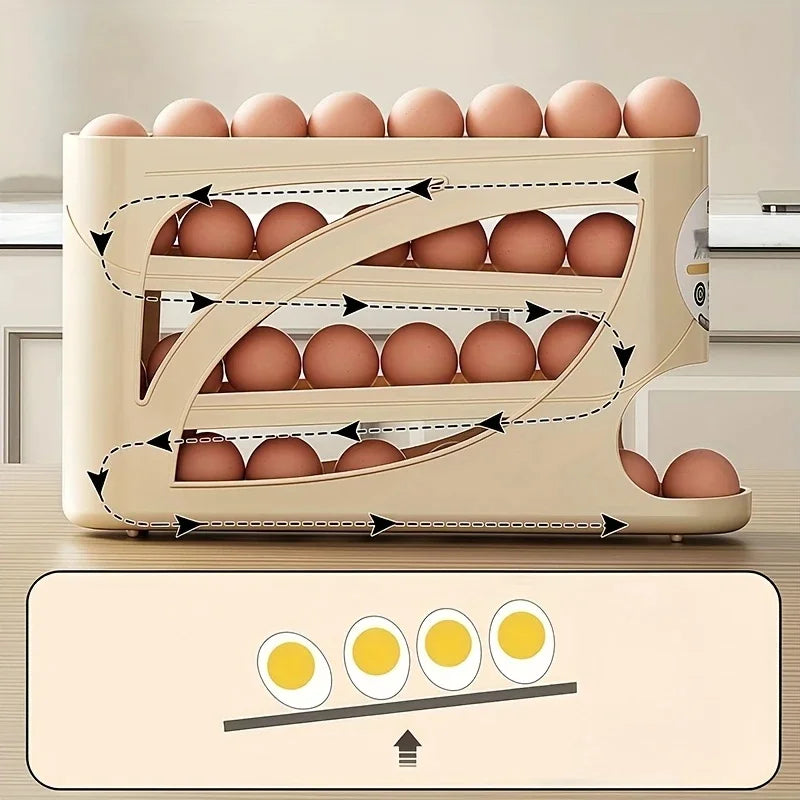 3-Tier Rolling Egg Holder for Fridge - Space-Saving Egg Organizer – image 4
