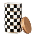 Ceramic Canister, Airtight 800 ml Kitchen Jar, Black Checkered