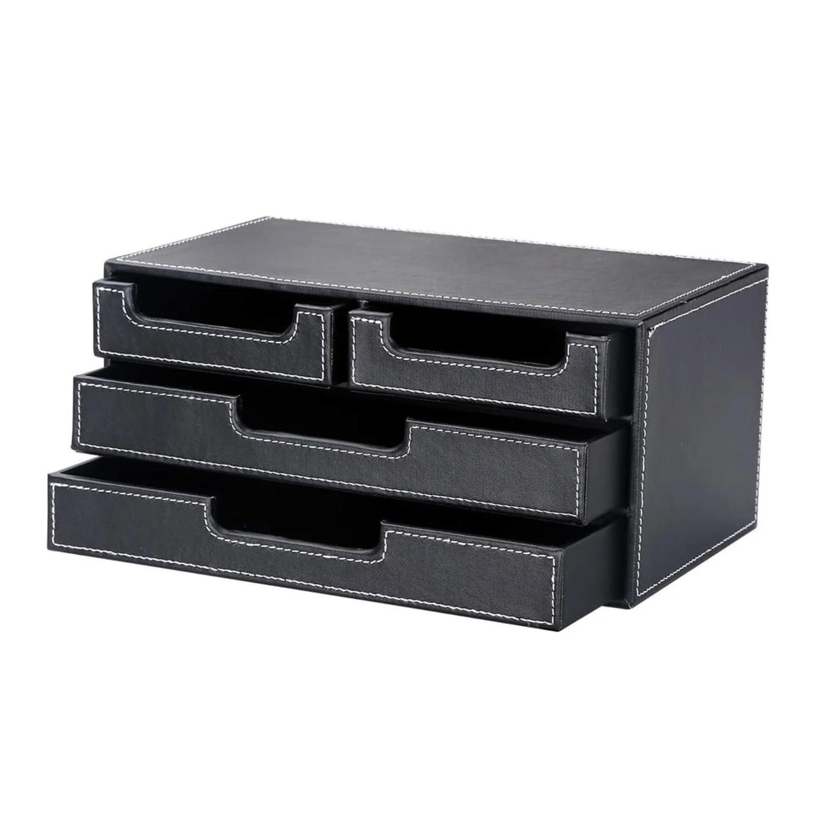 Desktop Drawer Organizer 4-Drawer, PU Leather Mini Storage Box