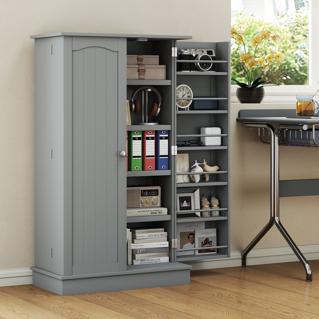Kitchen Pantry Cabinet with 12 Door Spice Racks, 5-Tier, Gray – image 8