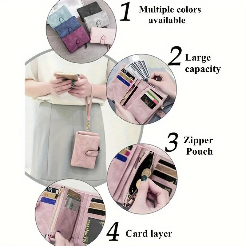 Trifold Wallet for Women, Matte Short Wallet with Card Slots – image 6