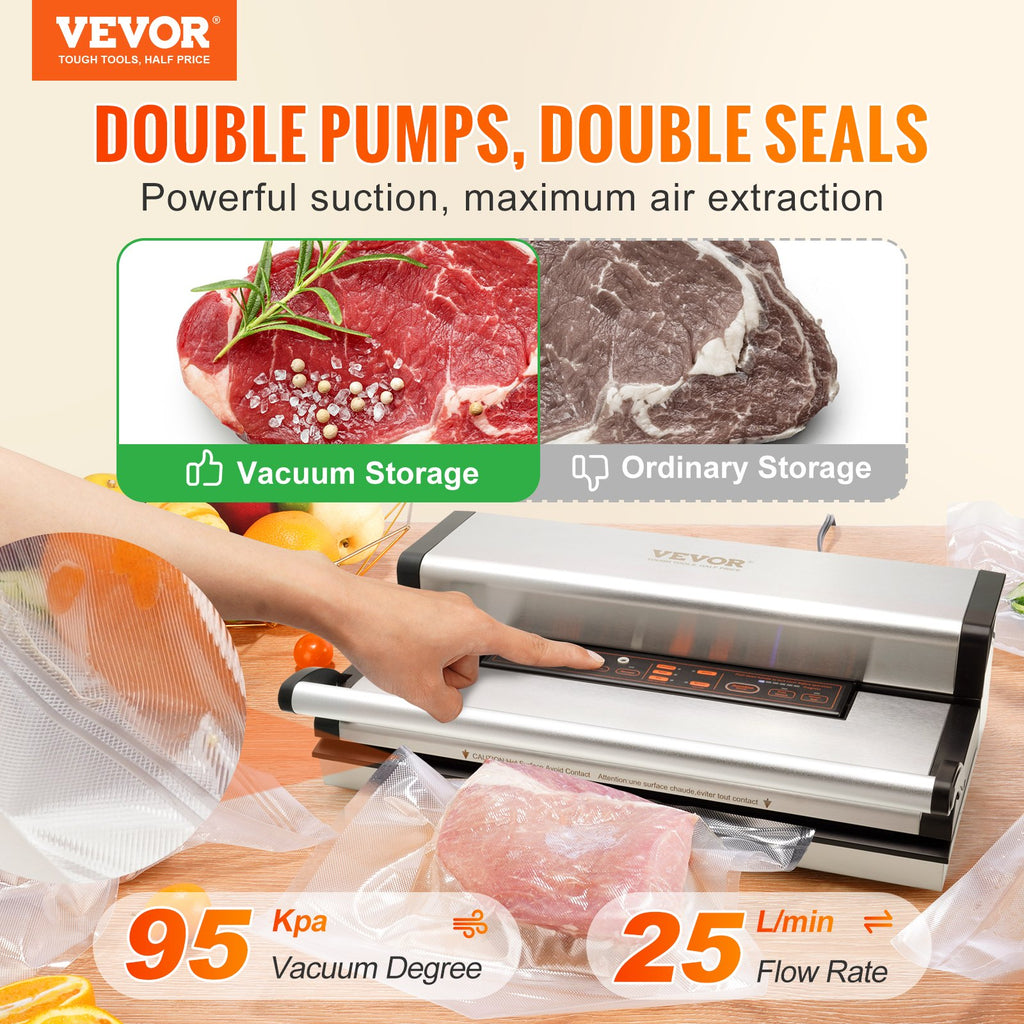 Dual Pump Vacuum Sealer Machine 95kPa 350W with Built-In Cutter – image 3