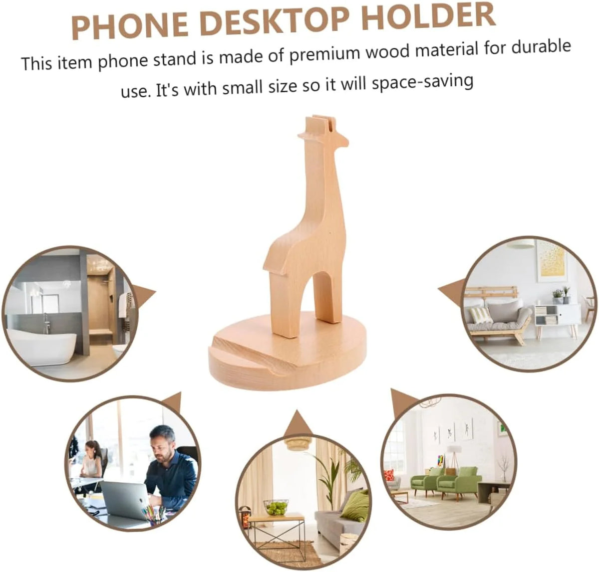 Wooden Phone Stand, Giraffe Design Desk Phone Holder – image 7