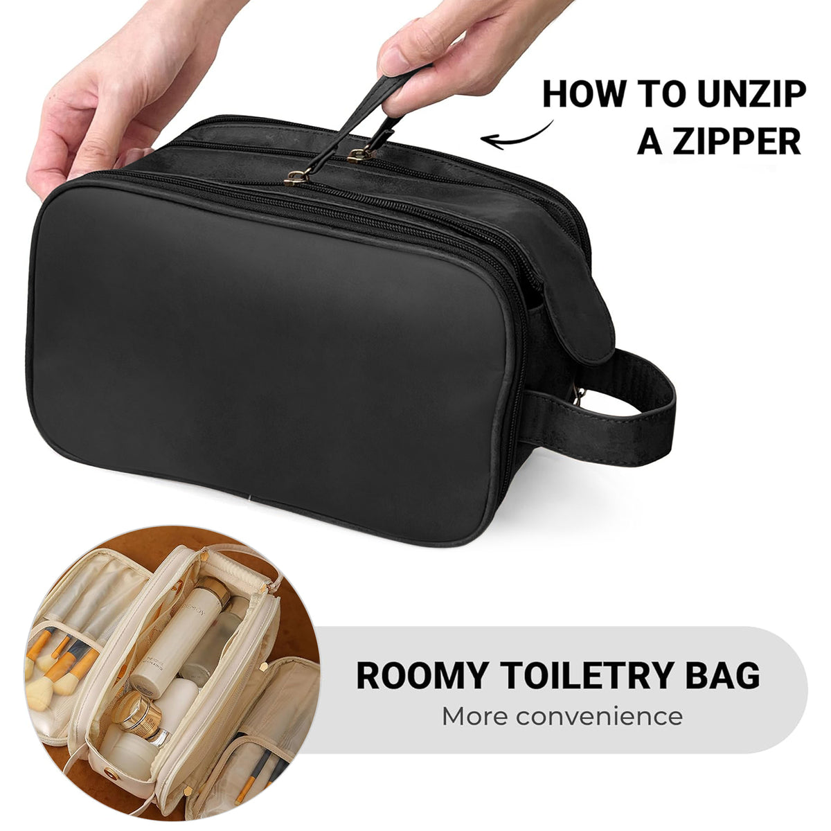 Hanging Toiletry Bag, Large Travel Organizer with Double Zipper – image 10