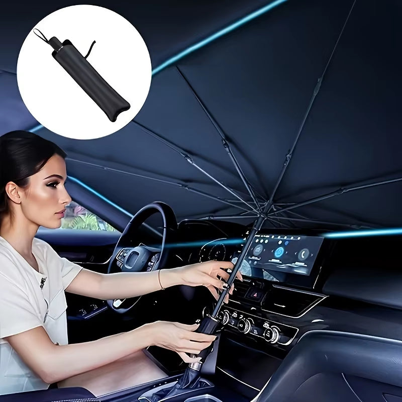 Windshield Sun Shade Umbrella - Foldable Reflective UV Car Sunshade – image 2