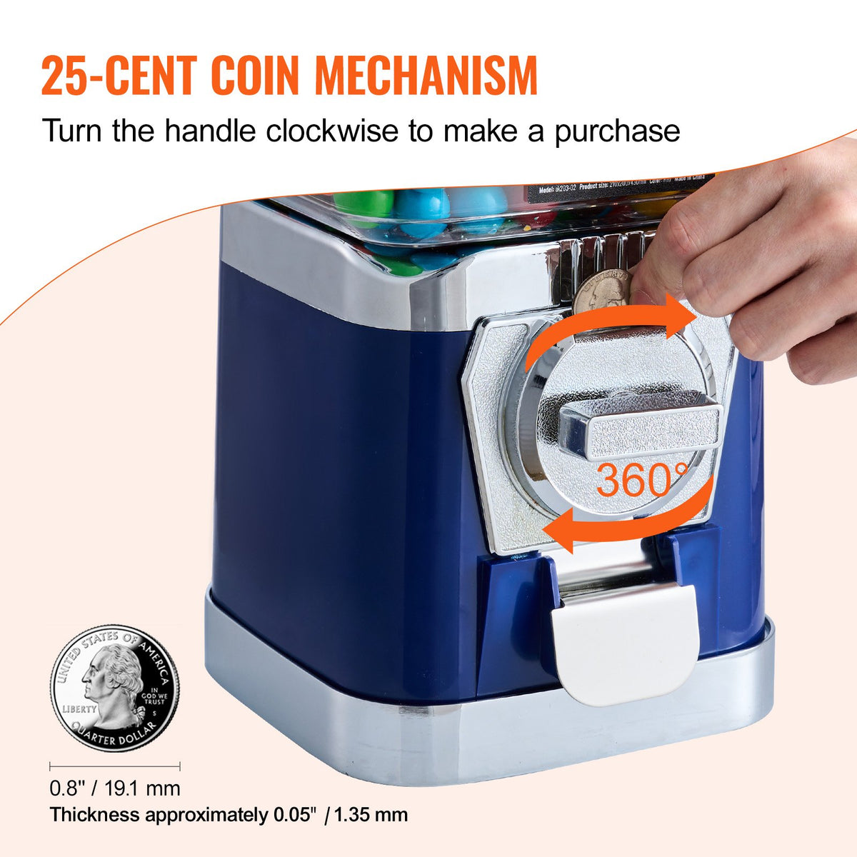 17 in Coin-Operated Gumball Machine, Vintage Candy Dispenser Bank – image 5