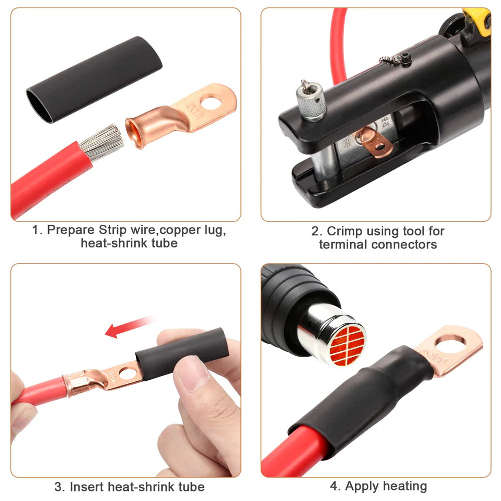 Electrical 1/0 AWG Copper Lugs with Heat Shrink, 20 Pcs