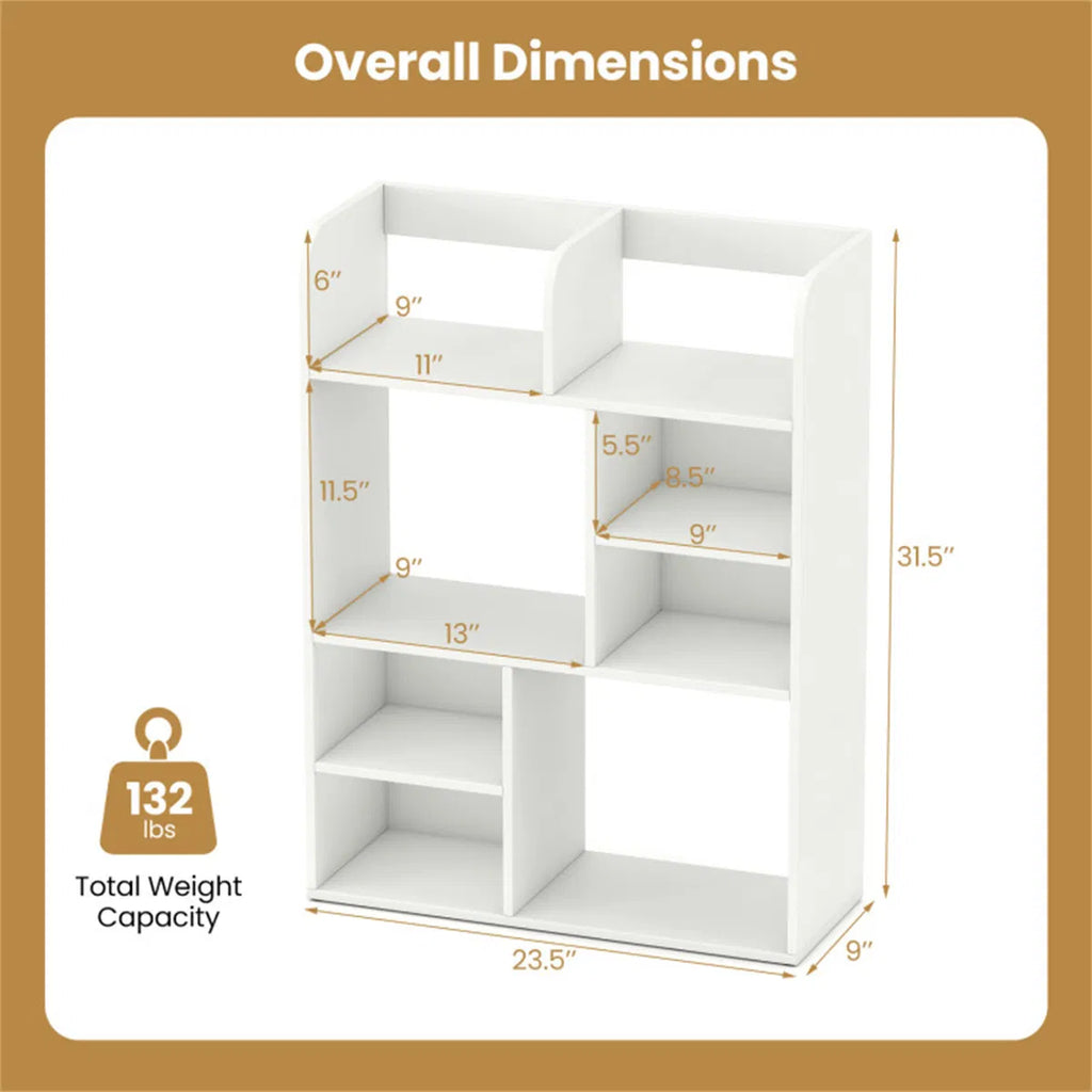 Vertical 8-Cube Desktop Storage Shelf, White Desk Organizer Hutch – image 3