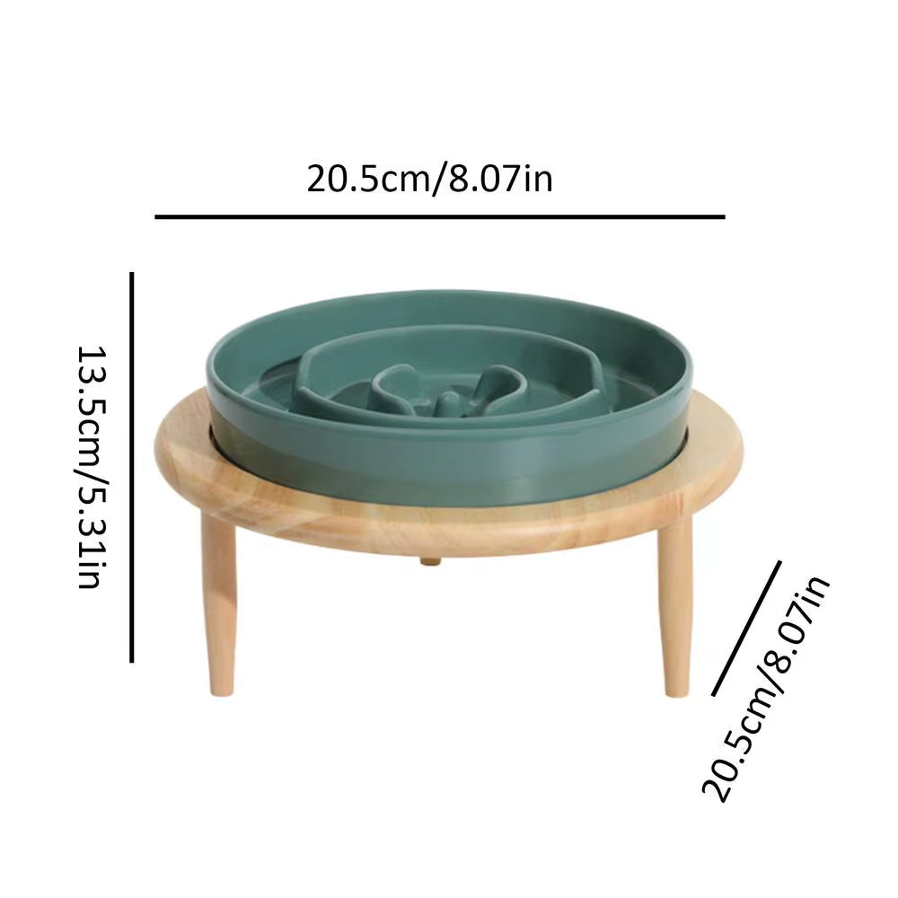 Ceramic Slow Feeder Bowl - Elevated Dog Bowl with Wood Stand – image 8