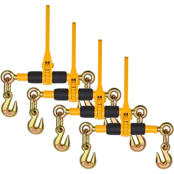 Ratchet Chain Binders 4-Pack, 1/4-5/16 in Load Binders with Grab Hooks