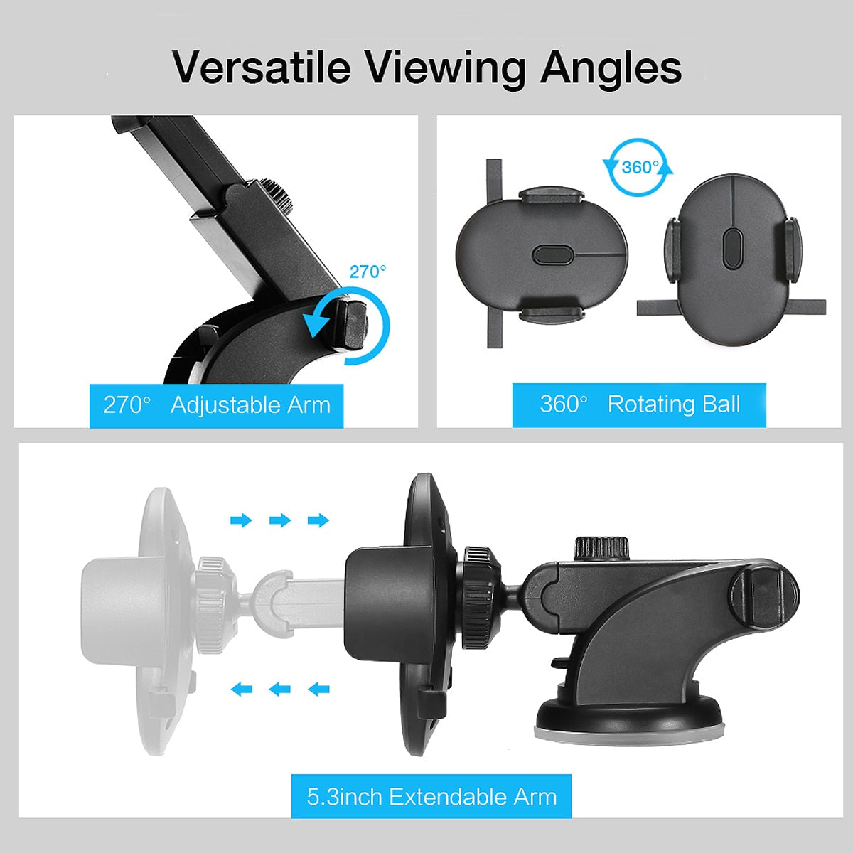 Car Phone Holder – Telescopic Dashboard Suction Mount