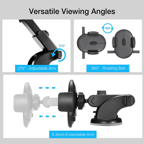Car Phone Holder – Telescopic Dashboard Suction Mount