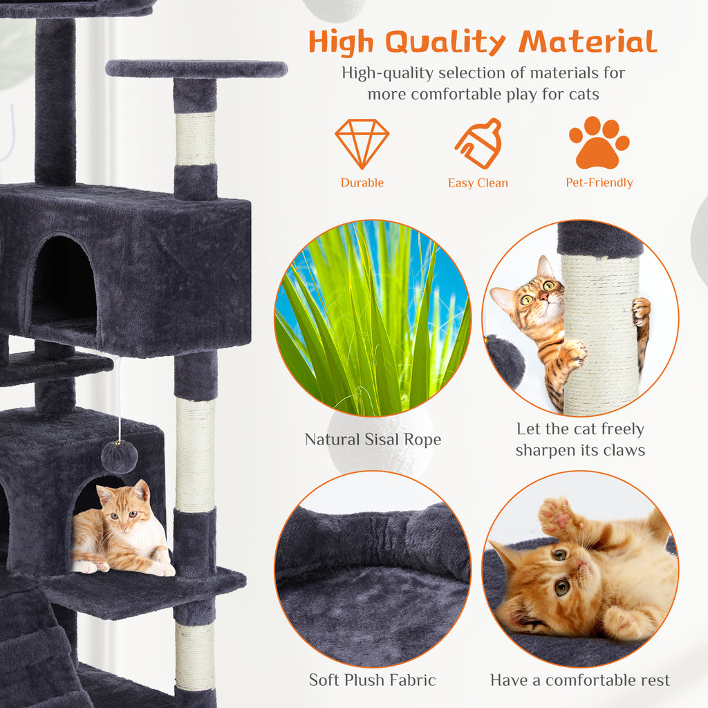 Cat Tree House 54in Multi-Level Climbing Tower with Scratch Posts – image 5