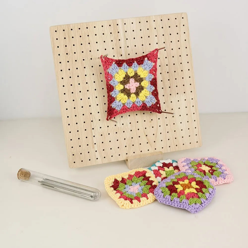 Crochet Blocking Board with 20 Pins, Wooden Granny Square Mat – image 3