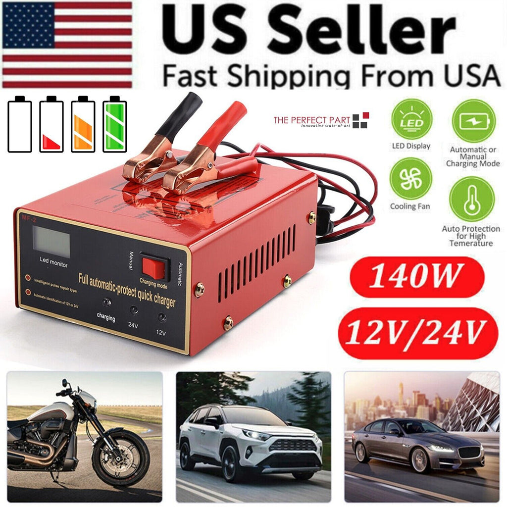 Car Battery Charger – 12V/24V 10A Smart Charger with LED Display