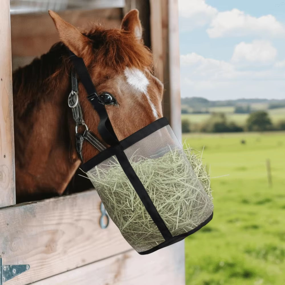 Ranch Horse Feed Bag, Leak-Proof Mesh Nose Bag with Adjustable Strap – image 2