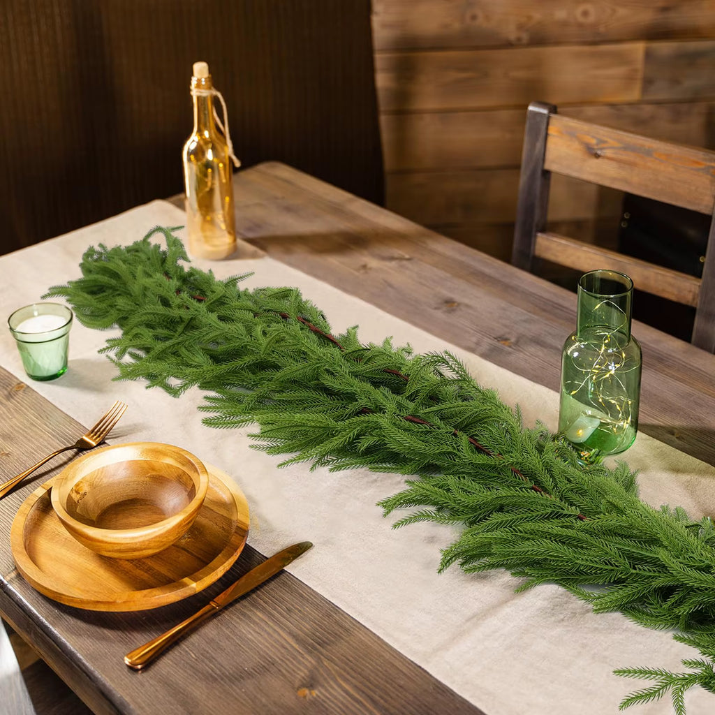 Faux Cedar Christmas Garland for Mantel, Stairs and Table – image 4