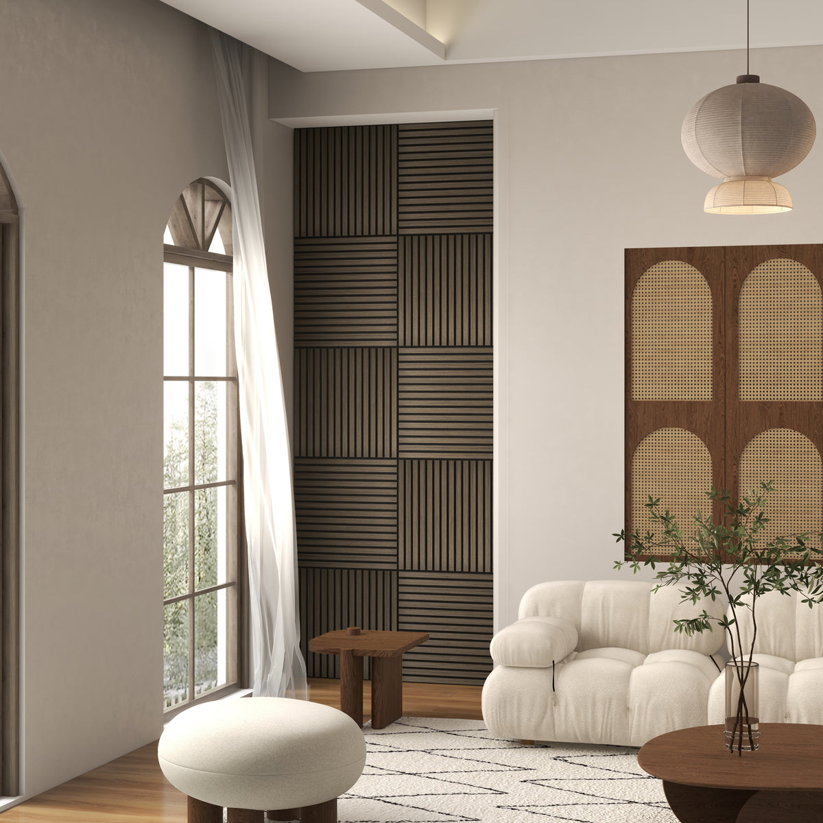 Walnut Wood Slat Acoustic Wall Panels 24 x 24 in, 4 Pack – image 8