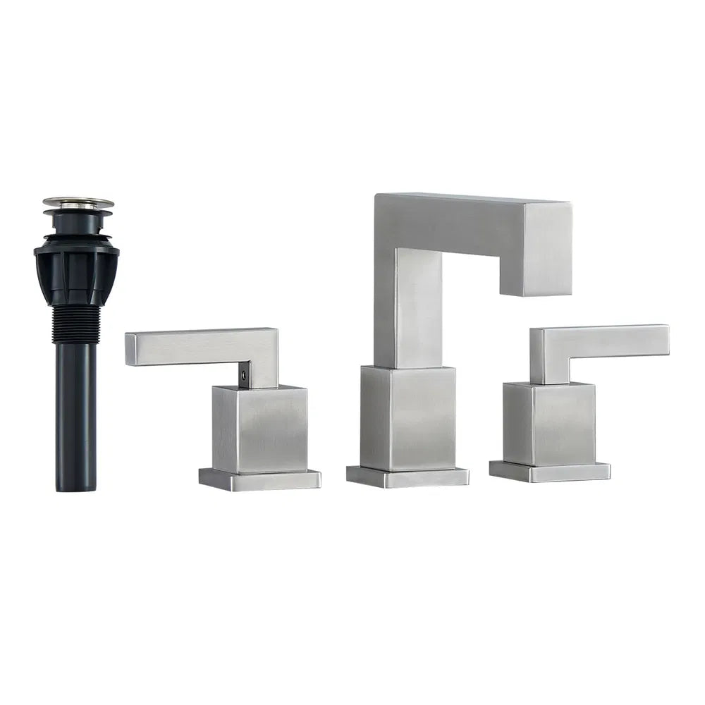 Widespread Waterfall Bathroom Faucet, 2-Handle 3-Hole, Brushed Nickel