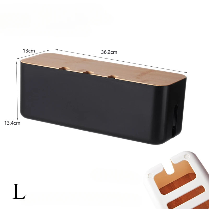 Cable Management Box with Bamboo Lid, Power Strip Hider – image 10